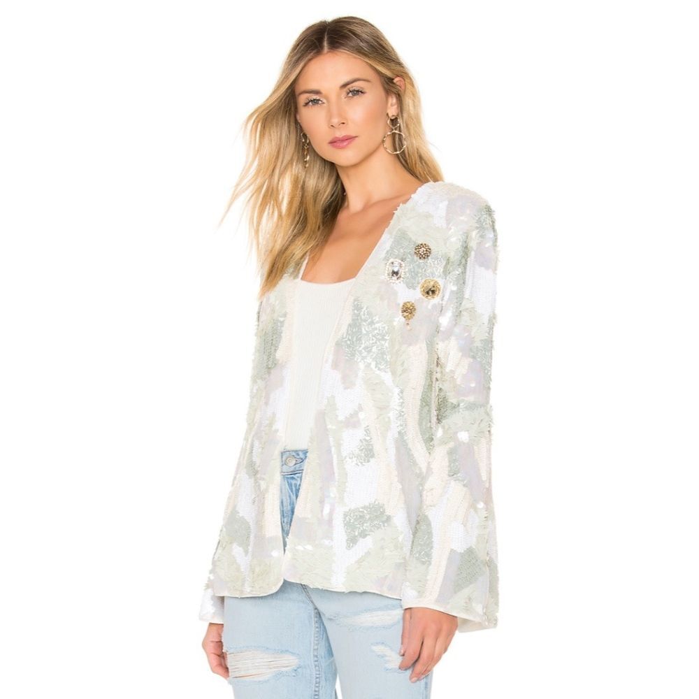 House of Harlow 1960 X Revolve Jolie Embellished Sequin Jacket Womens Size XS
